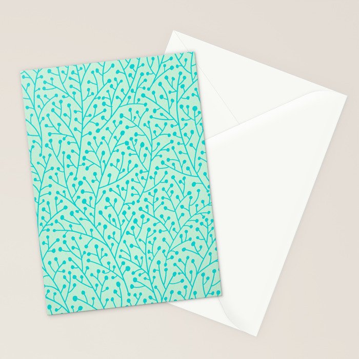 Berry Branches - Mint & Turquoise Palette Stationery Card Gallery Image 2