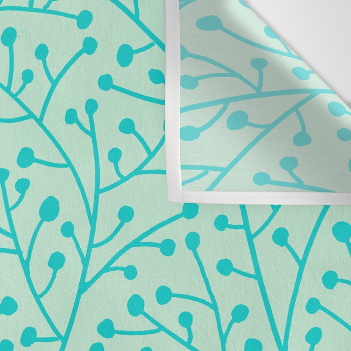 Berry Branches - Mint & Turquoise Palette Wall Tapestry Gallery Image 3