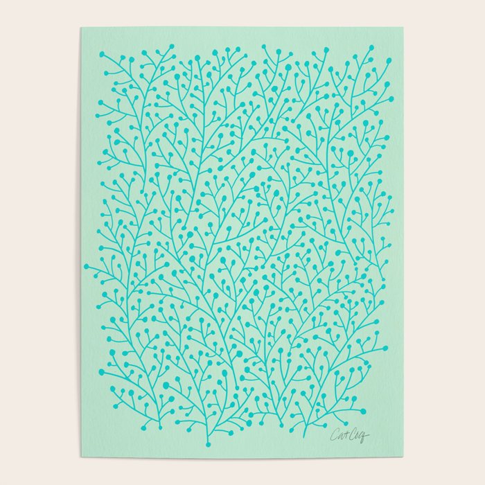 Berry Branches - Mint & Turquoise Palette Poster Gallery Image 4