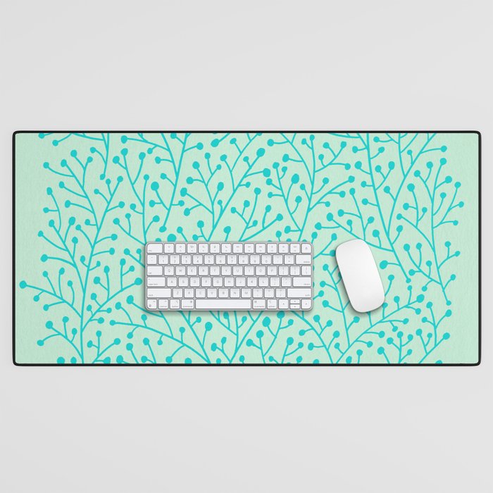 Berry Branches - Mint & Turquoise Palette Desk Mat Gallery Image 1
