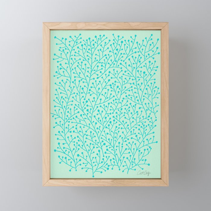 Berry Branches - Mint & Turquoise Palette Mini Art Print Gallery Image 1