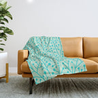 Berry Branches - Mint & Turquoise Palette Throw Blanket Gallery Image 1