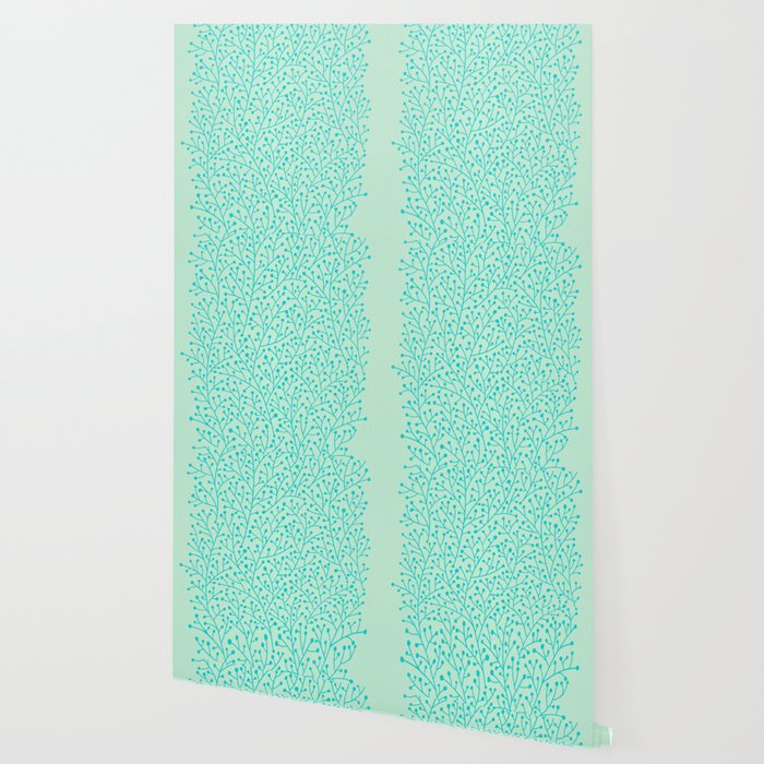 Berry Branches - Mint & Turquoise Palette Wallpaper Gallery Image 2