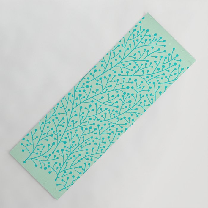 Berry Branches - Mint & Turquoise Palette Yoga Mat Gallery Image 1