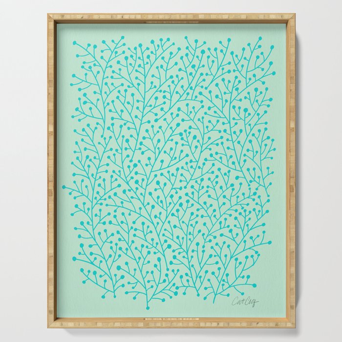 Berry Branches - Mint & Turquoise Palette Serving Tray Gallery Image 1