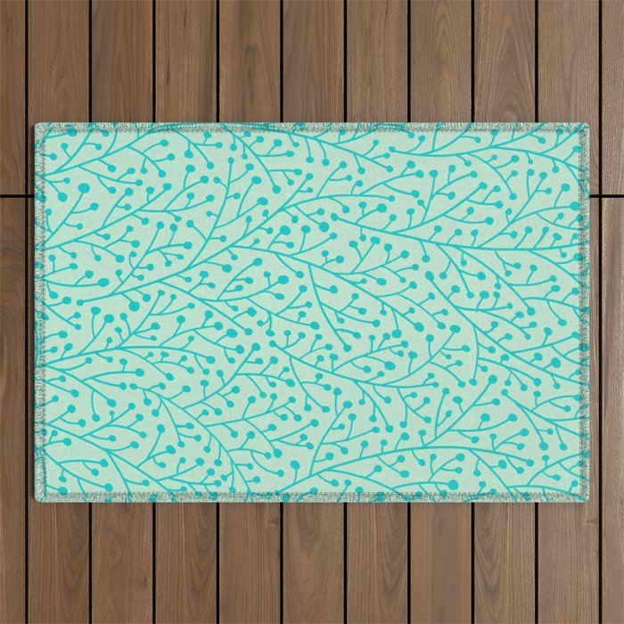 Berry Branches - Mint & Turquoise Palette Outdoor Rug Gallery Image 1