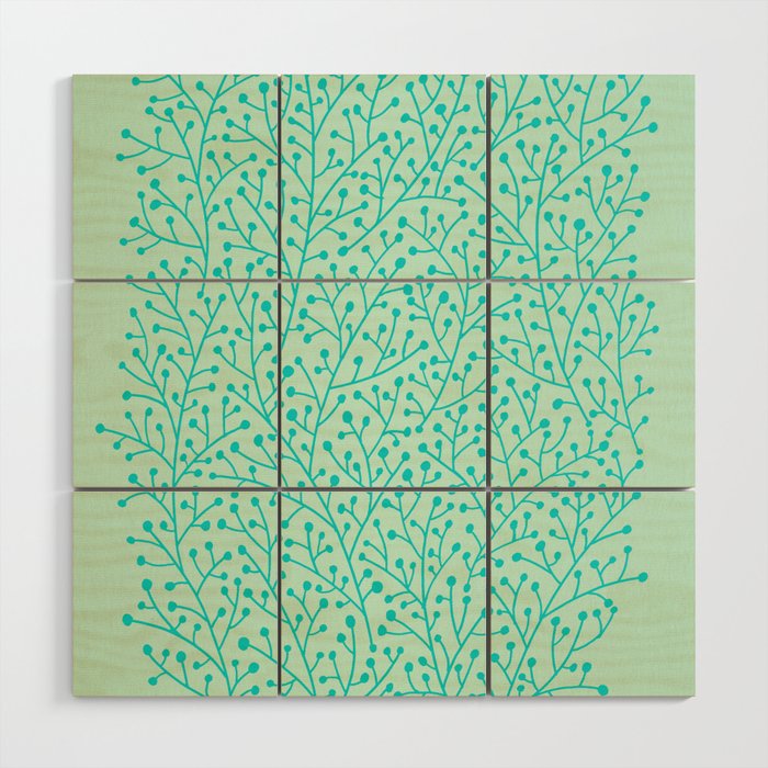 Berry Branches - Mint & Turquoise Palette Wood Wall Art Gallery Image 1