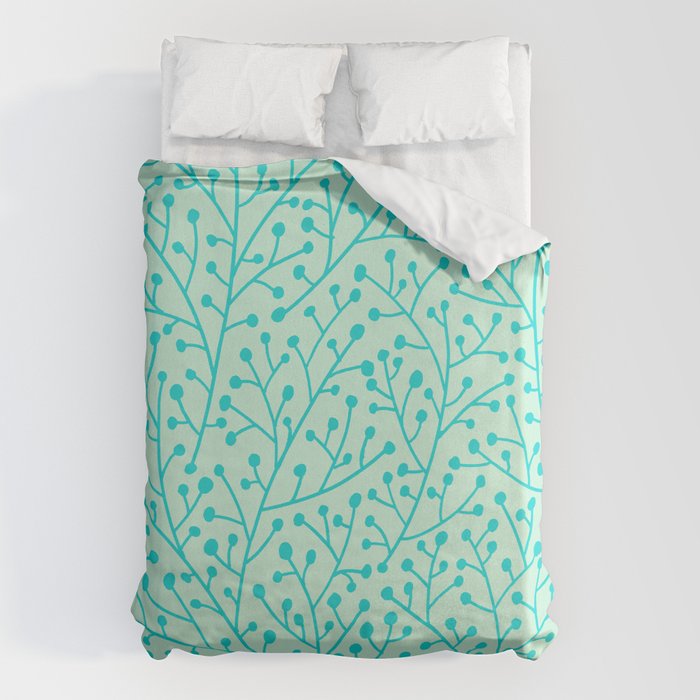 Berry Branches - Mint & Turquoise Palette Duvet Cover Gallery Image 6