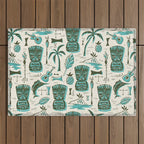 Tropical Tiki - Cream & Aqua Outdoor Rug Gallery Image 1