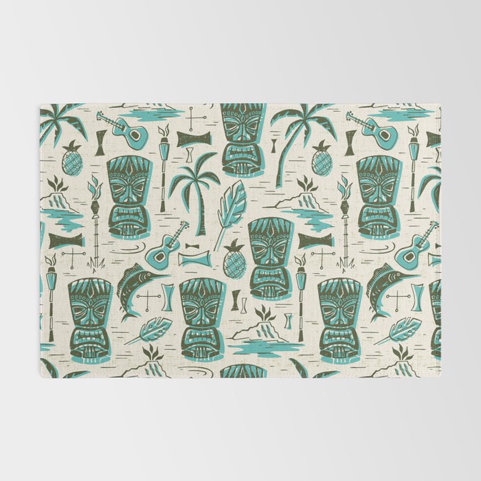 Tropical Tiki - Cream & Aqua Rug Gallery Image 2