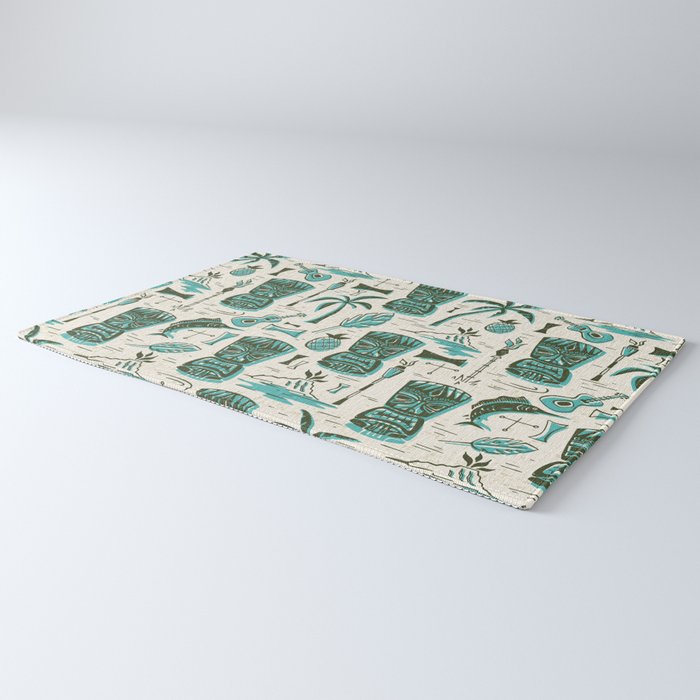 Tropical Tiki - Cream & Aqua Rug Gallery Image 3