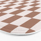 Checkered Check Checkerboard Pattern in Mocha Brown Bath Mat Gallery Image 3