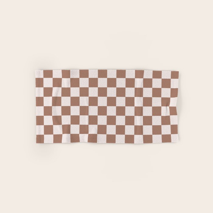 Checkered Check Checkerboard Pattern in Mocha Brown Bath Towel Gallery Image 1