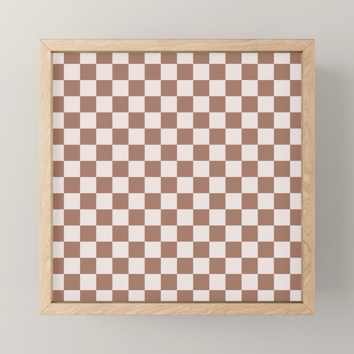 Checkered Check Checkerboard Pattern in Mocha Brown Mini Art Print Gallery Image 1