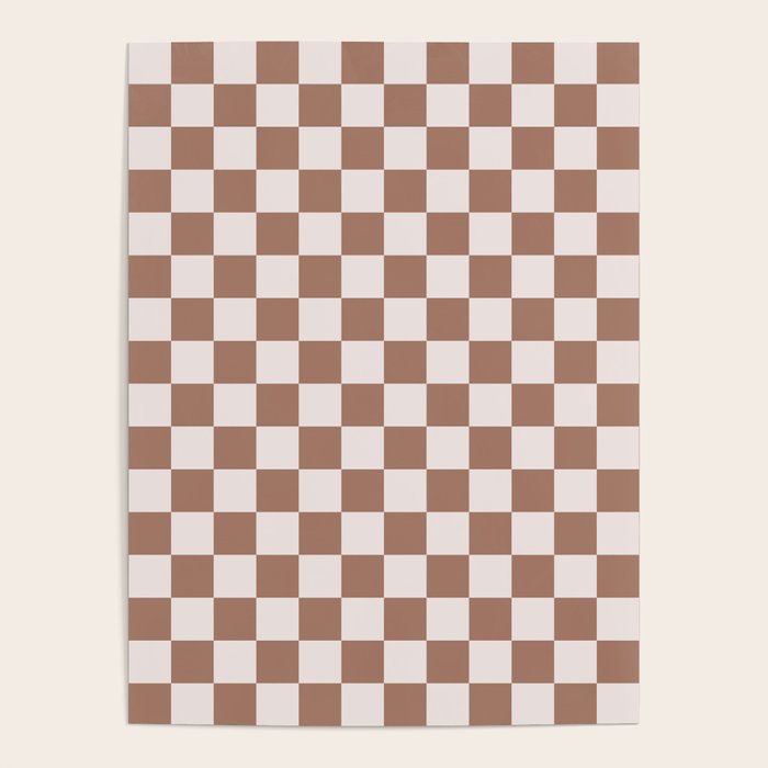 Checkered Check Checkerboard Pattern in Mocha Brown Poster Gallery Image 1