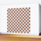 Checkered Check Checkerboard Pattern in Mocha Brown Wall Mural Gallery Image 2