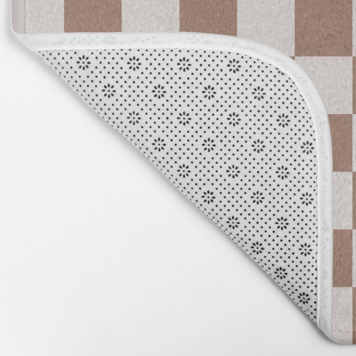 Checkered Check Checkerboard Pattern in Mocha Brown Bath Mat Gallery Image 2