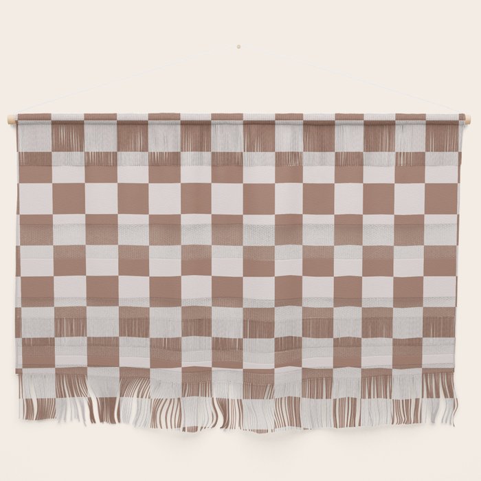 Checkered Check Checkerboard Pattern in Mocha Brown Wall Hanging Gallery Image 1