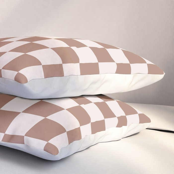 Checkered Check Checkerboard Pattern in Mocha Brown Pillow Sham Gallery Image 3