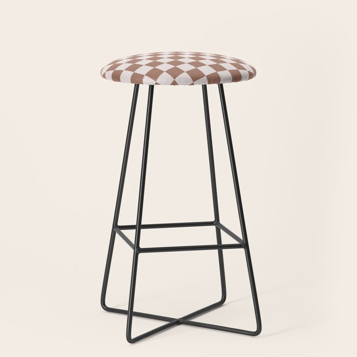 Checkered Check Checkerboard Pattern in Mocha Brown Stool Gallery Image 1
