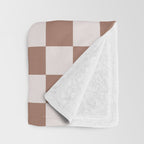 Checkered Check Checkerboard Pattern in Mocha Brown Throw Blanket Gallery Image 3