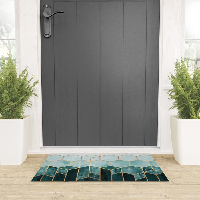 Teal Hexagons Welcome Mat Gallery Image 3