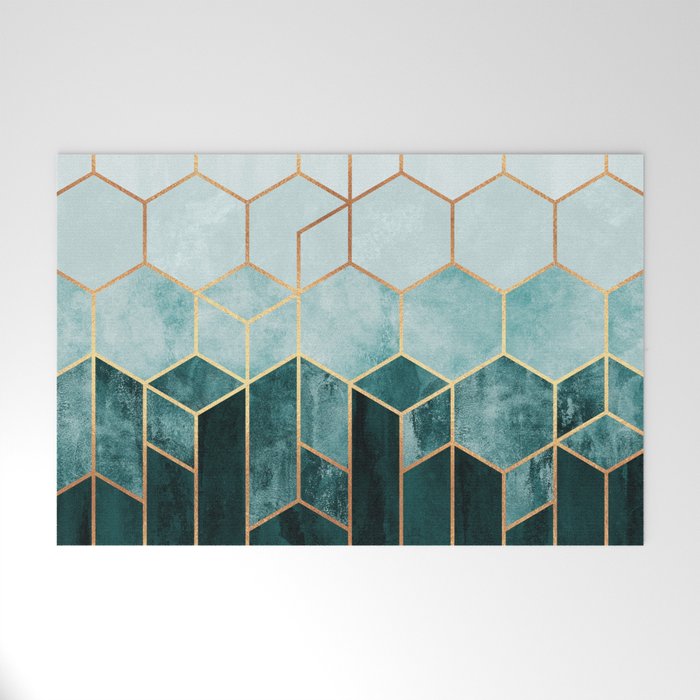 Teal Hexagons Welcome Mat Gallery Image 1