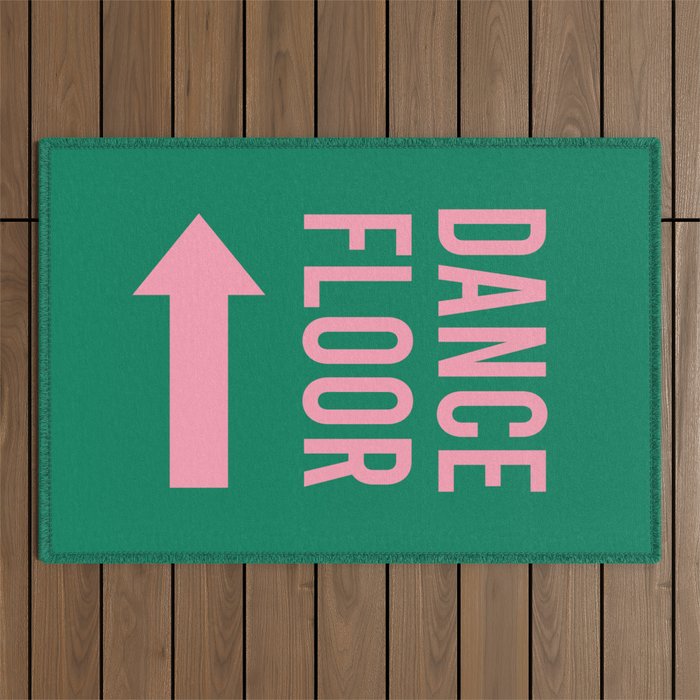 Dance Floor Left Arrow (Green Pink) Outdoor Rug Gallery Image 1