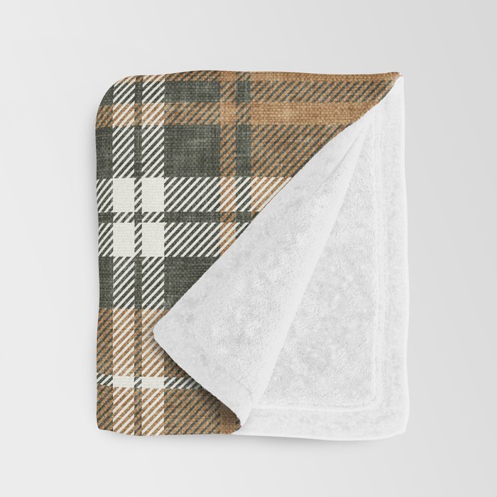 fall plaid - warm neutrals Throw Blanket Gallery Image 3