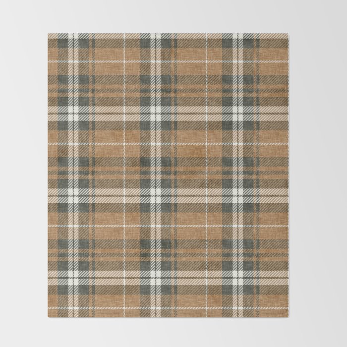 fall plaid - warm neutrals Throw Blanket Gallery Image 2
