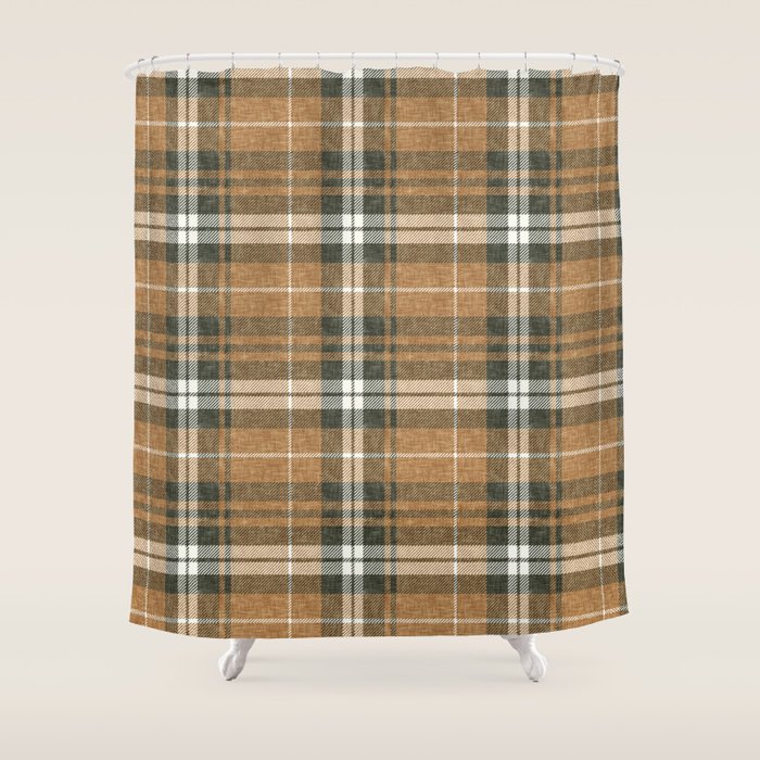 fall plaid - warm neutrals Shower Curtain Gallery Image 1