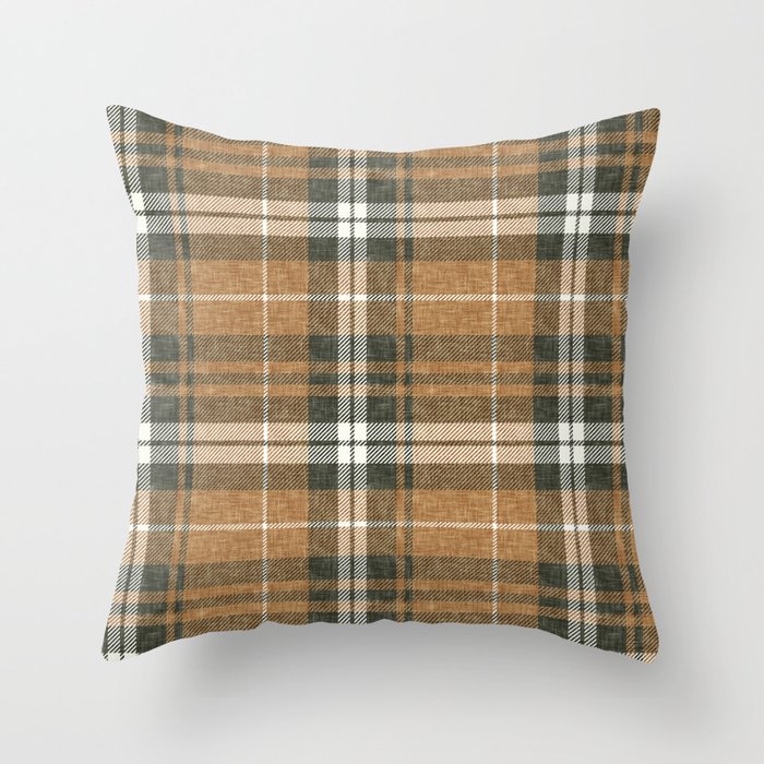 fall plaid - warm neutrals Throw Pillow Gallery Image 1