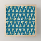 Holiday christmas tree over blue peacock pattern Mini Art Print Gallery Image 1