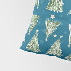 Holiday christmas tree over blue peacock pattern Pillow Sham Gallery Image 4