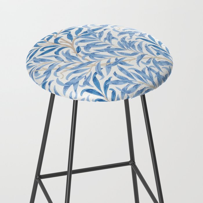 William Morris Vintage Willow Bough Woad Blue Stool Gallery Image 2