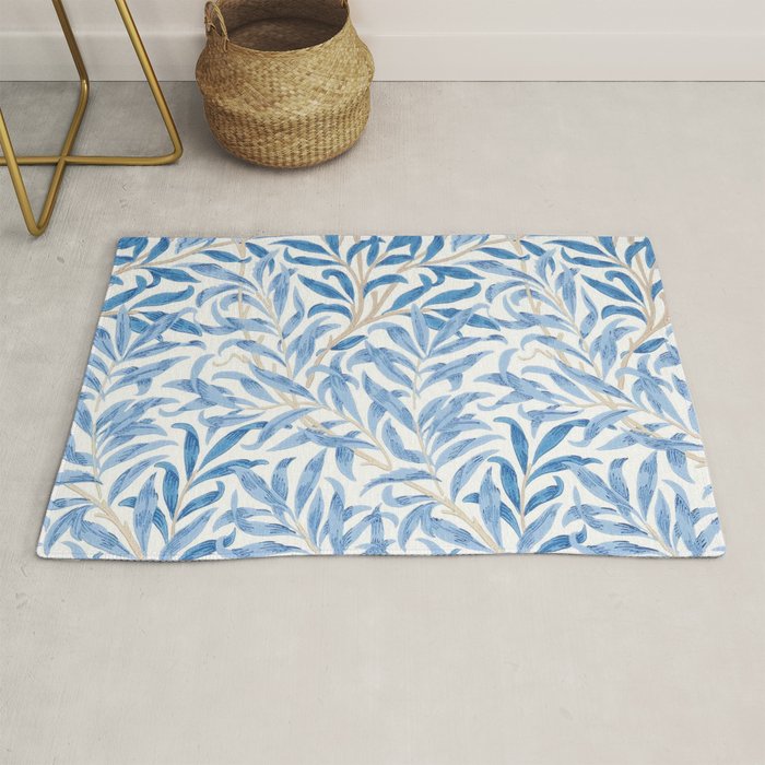 William Morris Vintage Willow Bough Woad Blue Rug Gallery Image 1