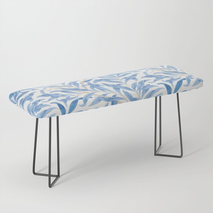 William Morris Vintage Willow Bough Woad Blue Bench Gallery Image 1