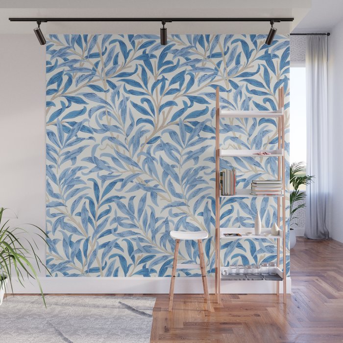 William Morris Vintage Willow Bough Woad Blue Wall Mural Gallery Image 1