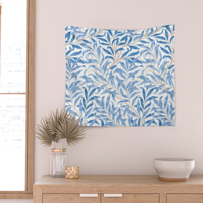 William Morris Vintage Willow Bough Woad Blue Wall Tapestry Gallery Image 2