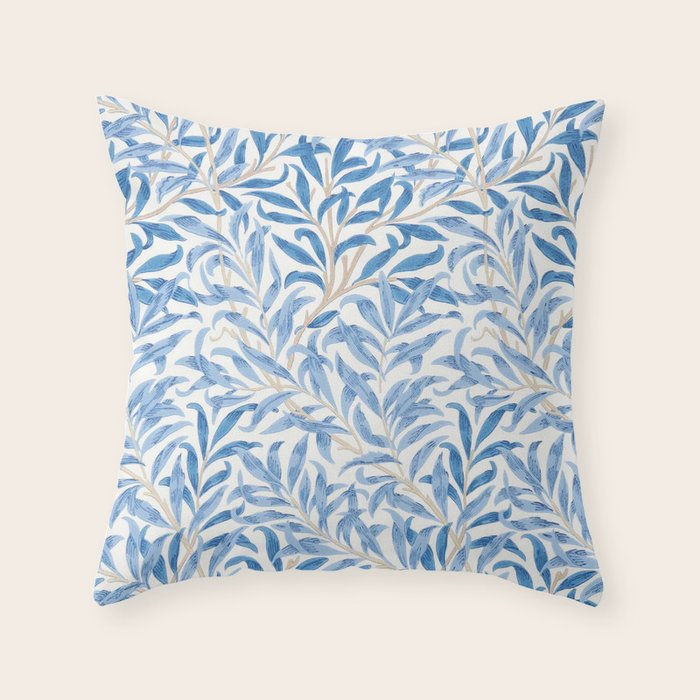 William Morris Vintage Willow Bough Woad Blue Throw Pillow Gallery Image 1