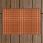 Windowpane Check Grid (white/burnt orange) Outdoor Rug Gallery Image 1