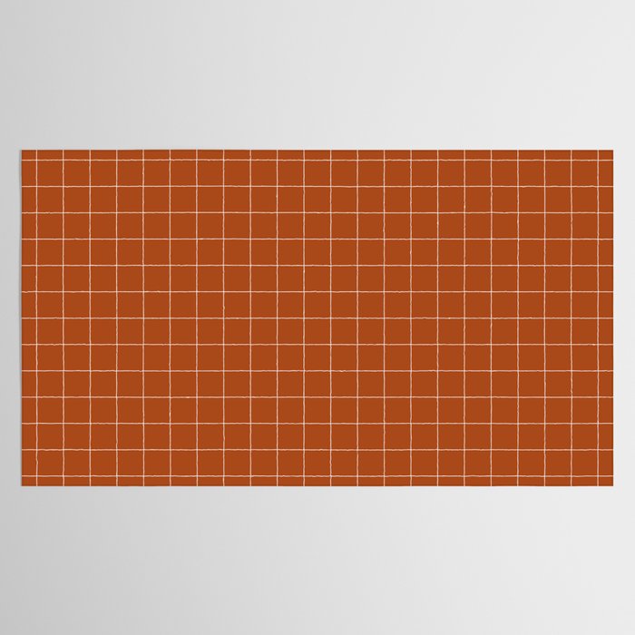 Windowpane Check Grid (white/burnt orange) Tablecloth Gallery Image 2