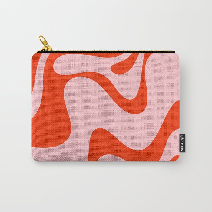 Retro Liquid Swirl Abstract 2 in Bold Orange and Pink Carry All Pouch Gallery Image 1