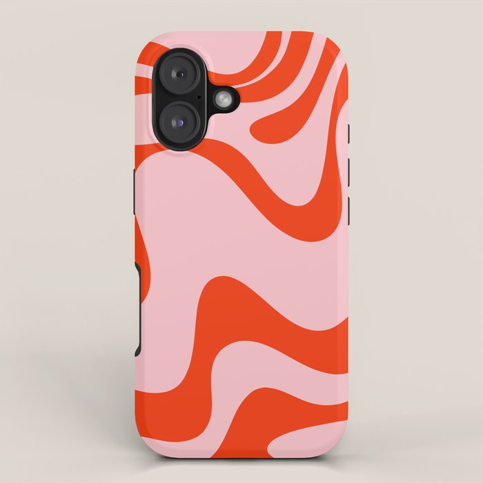 Retro Liquid Swirl Abstract 2 in Bold Orange and Pink iPhone Case Gallery Image 1