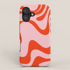 Retro Liquid Swirl Abstract 2 in Bold Orange and Pink iPhone Case Gallery Image 1