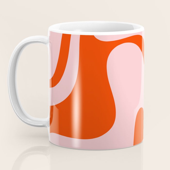 Retro Liquid Swirl Abstract 2 in Bold Orange and Pink Coffee Mug Gallery Image 3