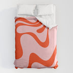 Retro Liquid Swirl Abstract 2 in Bold Orange and Pink Duvet Cover Gallery Image 6