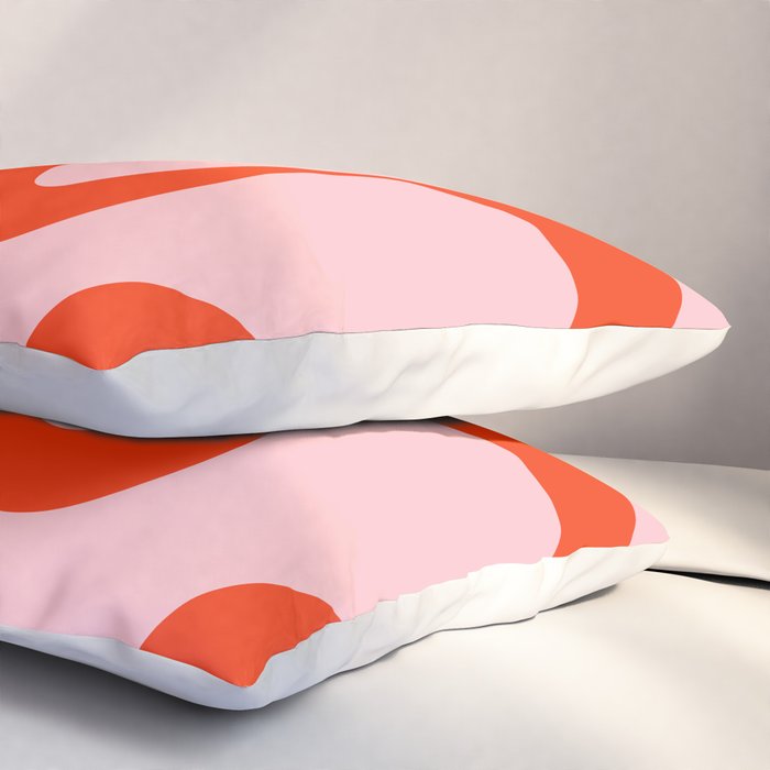 Retro Liquid Swirl Abstract 2 in Bold Orange and Pink Pillow Sham Gallery Image 3