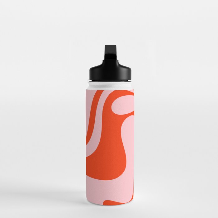 Retro Liquid Swirl Abstract 2 in Bold Orange and Pink Water Bottle Gallery Image 3