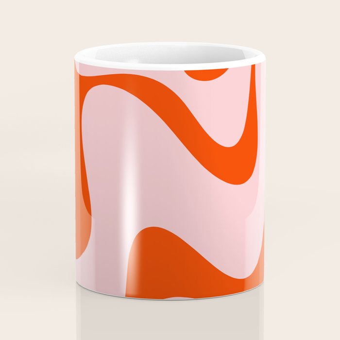 Retro Liquid Swirl Abstract 2 in Bold Orange and Pink Coffee Mug Gallery Image 4